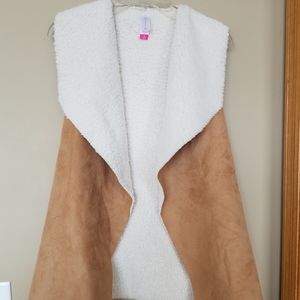 Faux suede and shearling vest